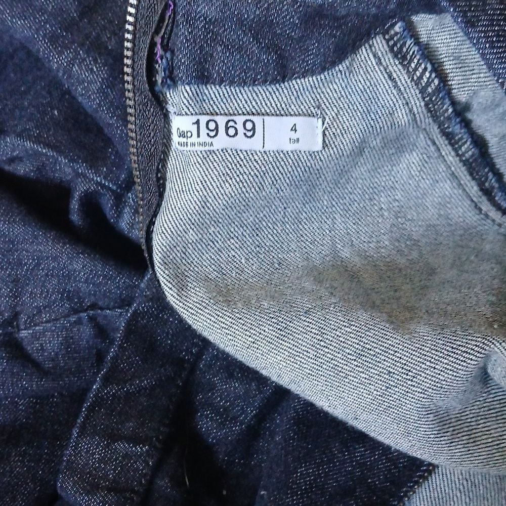 GAP Chambray Fit-and-Flare Dress Indigo Blue Cap Sleeves Pockets Mini Zip Back - Picture 9 of 11